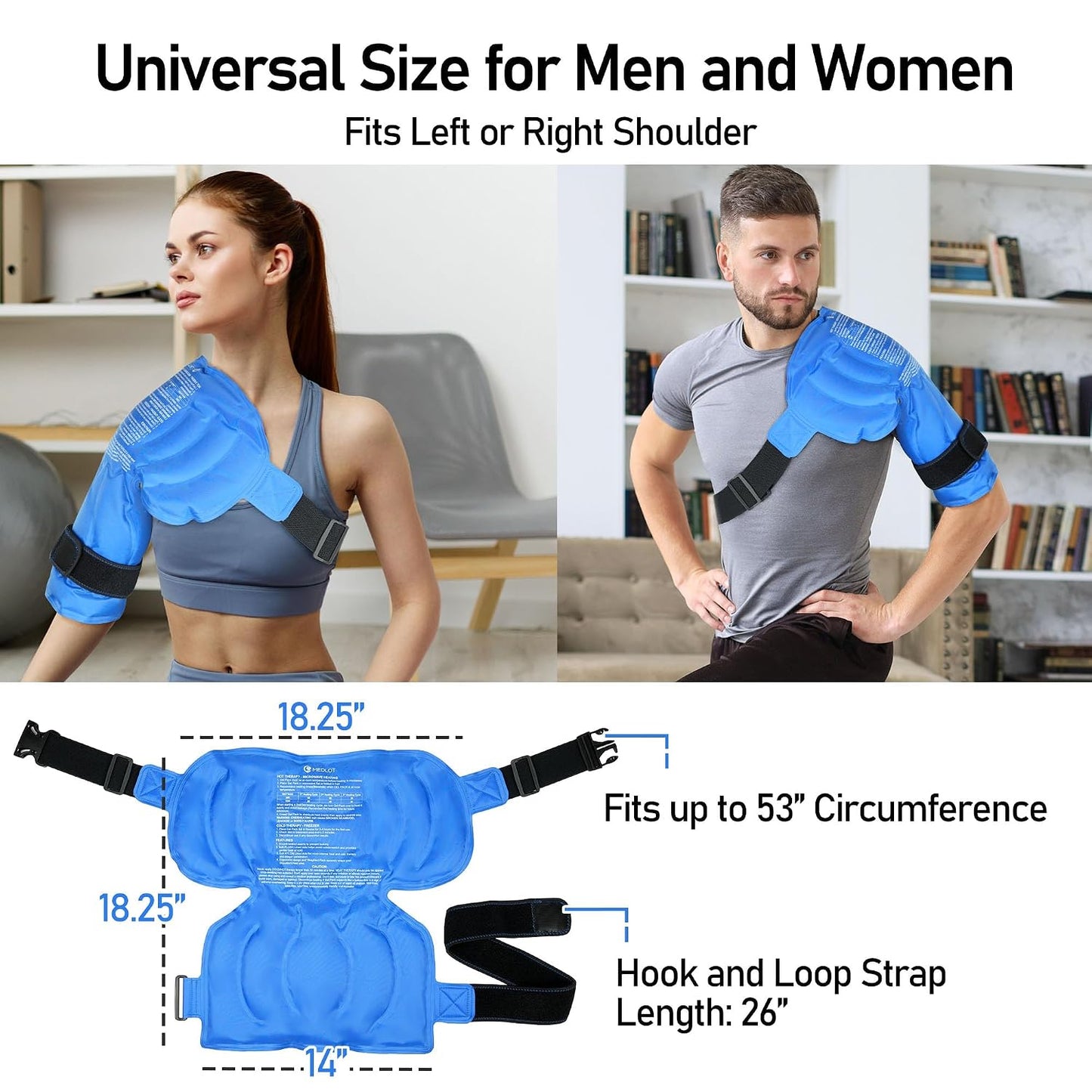 Shoulder Ice Pack Wrap, Larger Rotator Cuff Cold Therapy Support Brace for Shoulder Pain Relief, Reusable Gel Hot Cold Compress for Sports Injuries, Tendonitis, Surgery Recovery