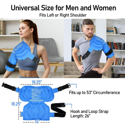 Shoulder Ice Pack Wrap, Larger Rotator Cuff Cold Therapy Support Brace for Shoulder Pain Relief, Reusable Gel Hot Cold Compress for Sports Injuries, Tendonitis, Surgery Recovery