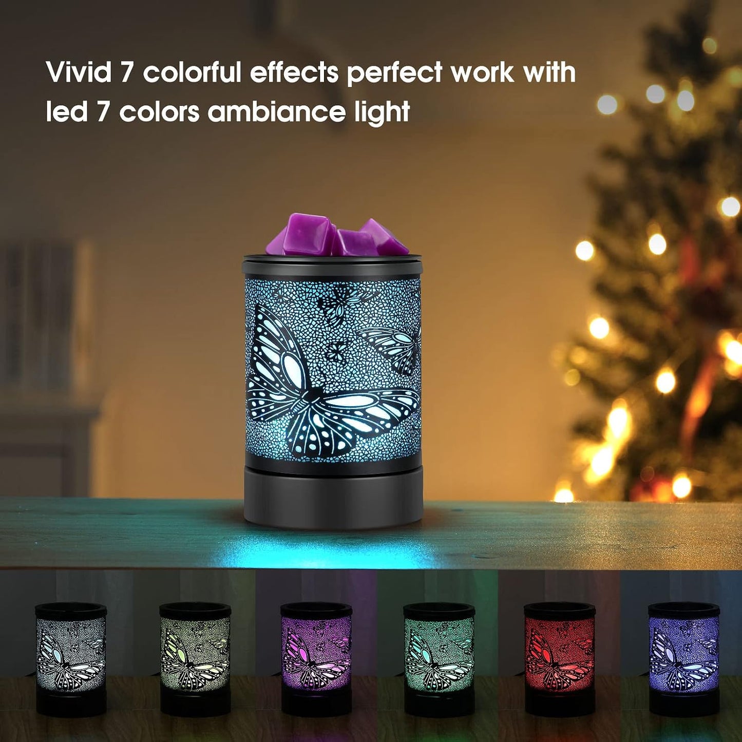 Enaroma Fragrance Wax Melts Warmer with 7 Colors LED Changing Light Classic Black Forest Design Scent Oil Candle Warmer for Home Black Forest