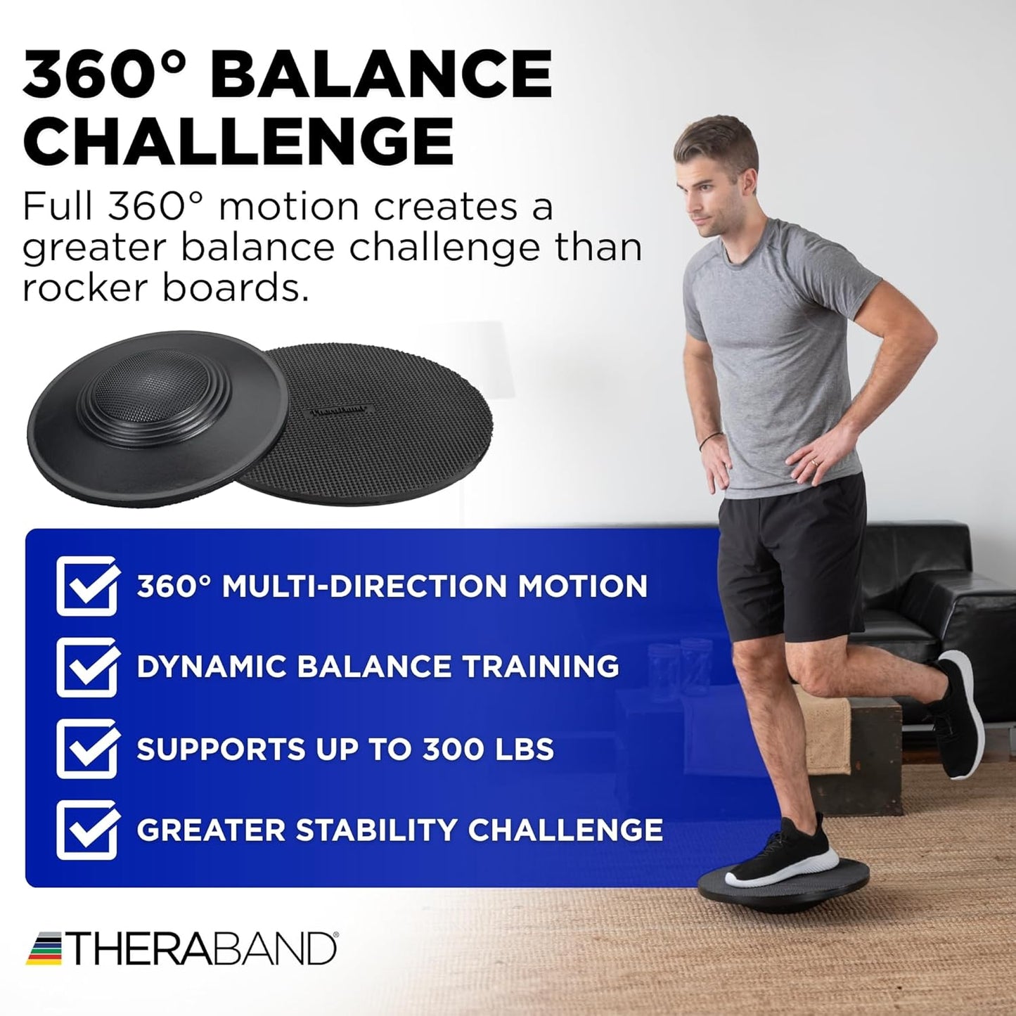 Theraband 23300 Rocker Balance Board for Rehab, Improved Posture, Balance and Stability Training