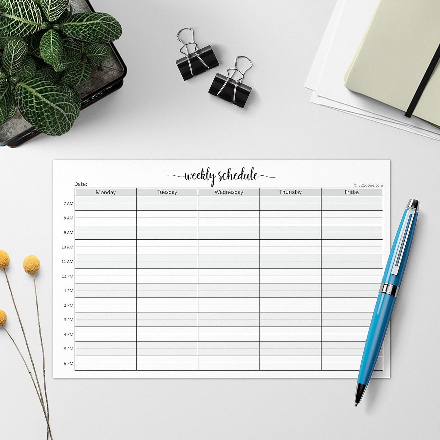 321Done Weekly Schedule Planning Notepad - 50 Sheets 11x17 Size - Mon-Sun Hourly Appointment Productivity Weekly Planner Tear-Off Note Pad, Made in USA