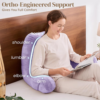 Sasttie Reading Pillows for Sitting in Bed Adult, Back Pillow Bed Sitting Up, Back-Rest Support Cushion for Sit Up on Couch, Sofa, and Floor, Dorm Essentials, Oeko-Tex Certified, Dark Grey