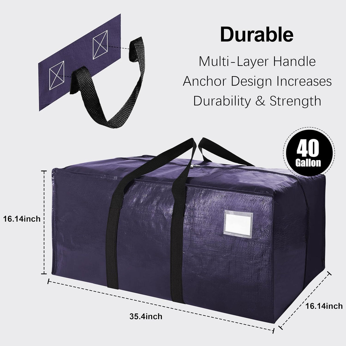 VELVETSURE Heavy Duty Extra Large Moving Bags W/Backpack Straps - Strong Handles & Zippers, Storage Totes For Space Saving, Fold Flat, Alternative to Box and Bin (Set of 6, Multicolor)