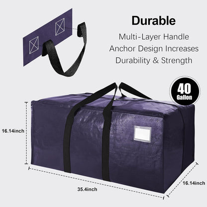 VELVETSURE Heavy Duty Extra Large Moving Bags W/Backpack Straps - Strong Handles & Zippers, Storage Totes For Space Saving, Fold Flat, Alternative to Box and Bin (Set of 6, Multicolor)
