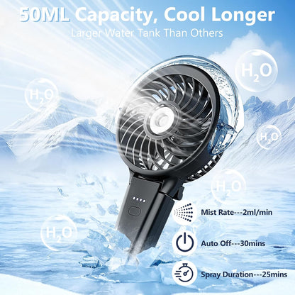 6000mAh Portable Handheld Misting Fan Rechargeable