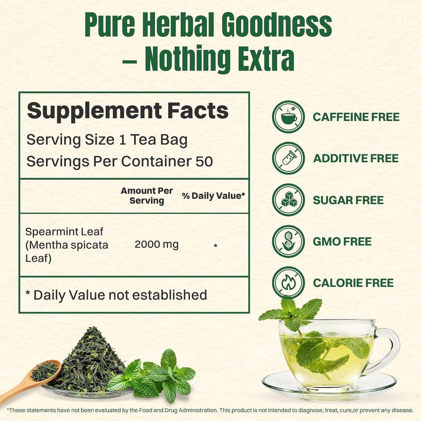 Hiihone Lemon Balm Tea Bags 20 Count – Pure & Natural Lemon Balm Tea, Caffeine-Free Herbal Tea, Calming & Soothing, Non-GMO, Fresh Citrusy Flavor