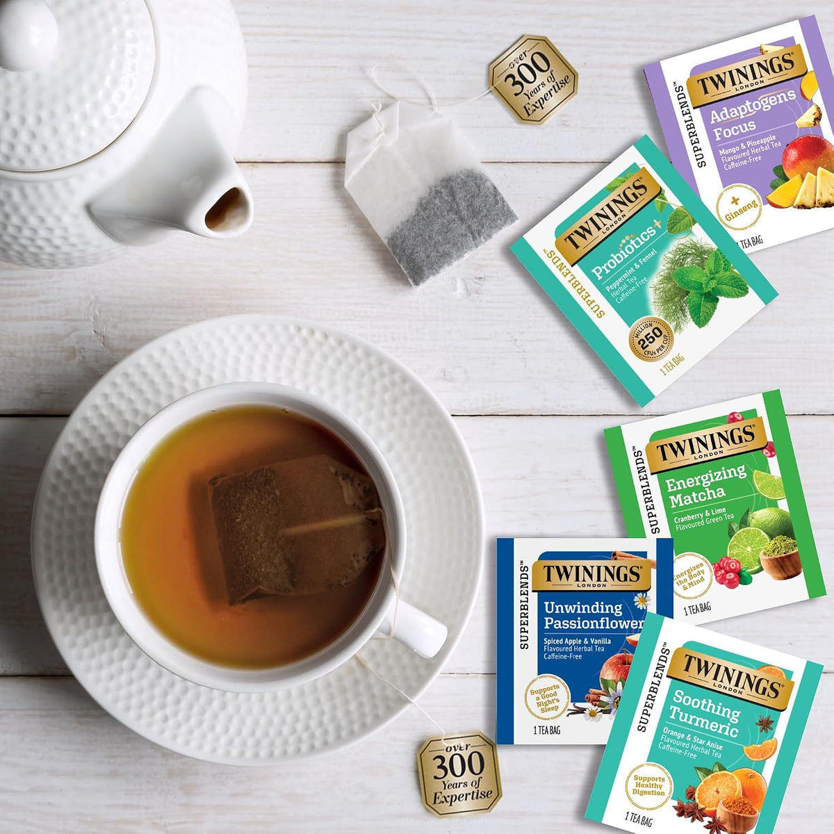 Twinings Wellness and Green Tea Bag Sampler, Assortment Variety Pack (16 Count) 8 Different Flavours for Tea Lovers: Her, Him, Women, Men, Couples, Family, Friends, Coworkers