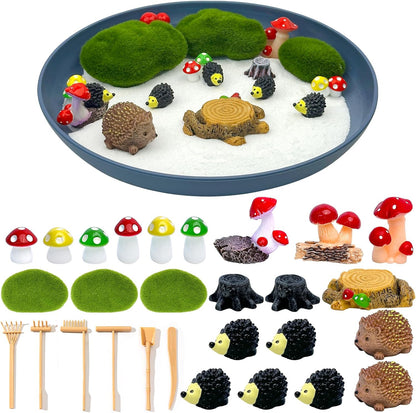 Zen Garden for Desk with Tray Sand Tools Cat Figurines DIY Micro Landscape Ornaments Miniature Meditation Sand Garden Stress Relief Desk Decor for Cat Lover Gifts