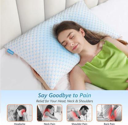 UYWO Cooling Pillows Queen Size Set of 2, Adjustable Memory Foam Pillows