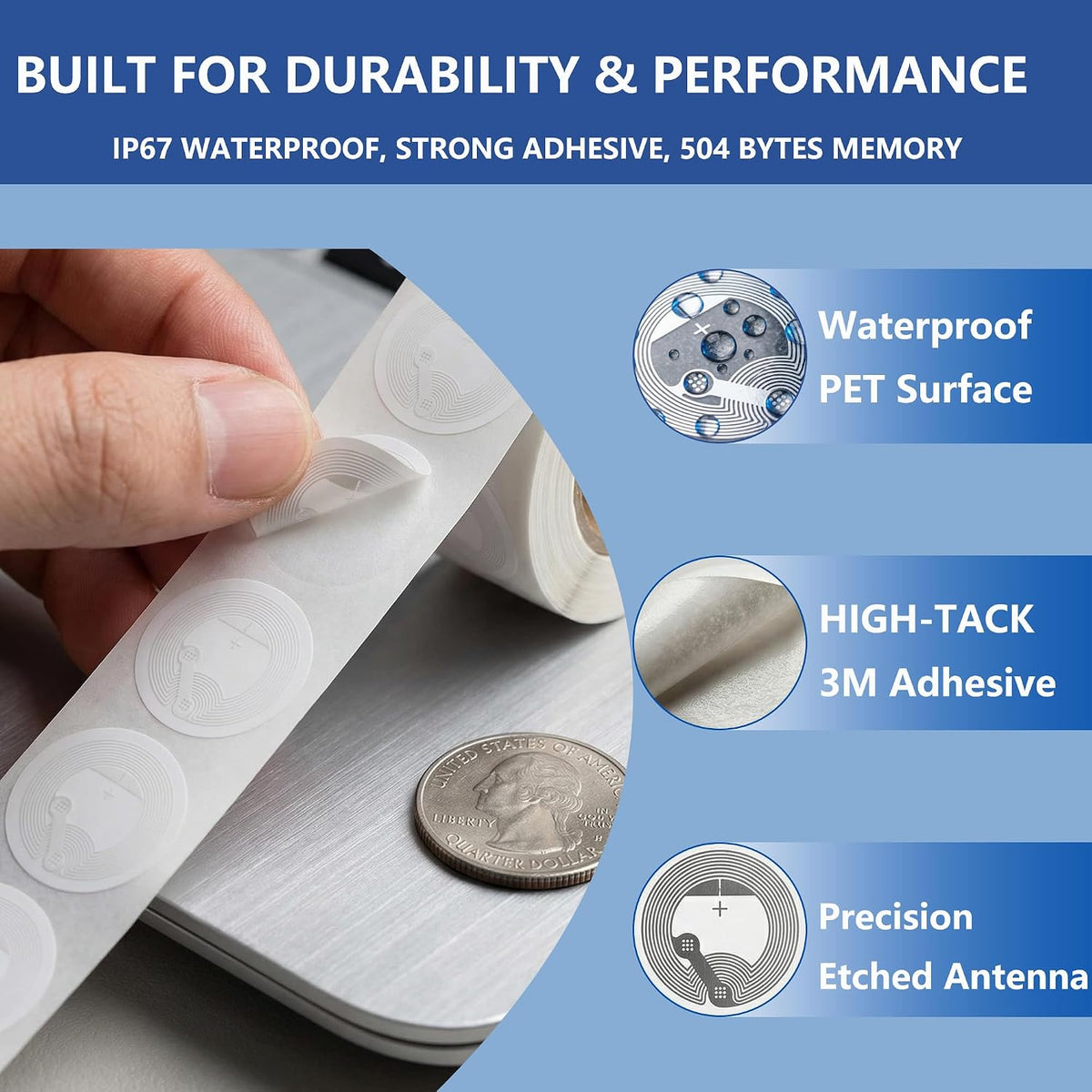 30 PCS NFC Stickers NTAG215 Tags, 504 Bytes Clear Waterproof Rewritable