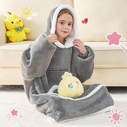 IFNOW Wearable Blanket Hoodie, Oversized Sherpa Fleece Hooded Blanket Sweatshirt with Eye Mask and Pocket, Comfy Long Flannel Blanket for Adults Men,Gifts for Women Mom Girlfriend,MoonFace