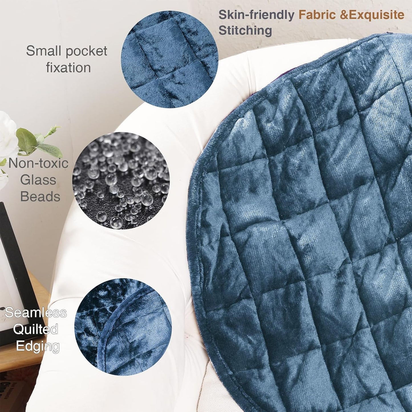 Alomidds Weighted Lap Blanket 7lbs, Cozy Breathable Flannel Weighted Lap Pad for Adults, Small Weighted Blanket for Travel, Couch, Green, 29" x 24"