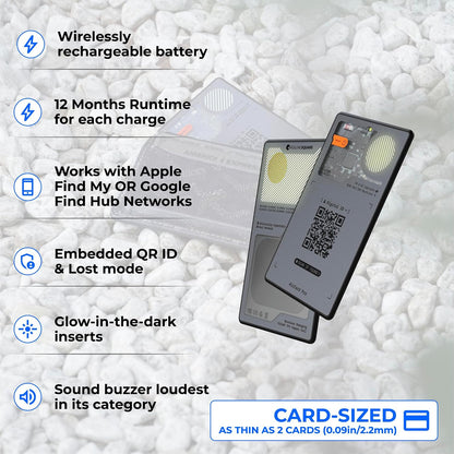 Rolling Square AirCard Pro Dual - Bluetooth Wallet Tracker - Compatibile with Both Apple iOS Find My and Google Android Find Hub – Wireless Charging, Anti-Loss Card – Smart Locator, Gray