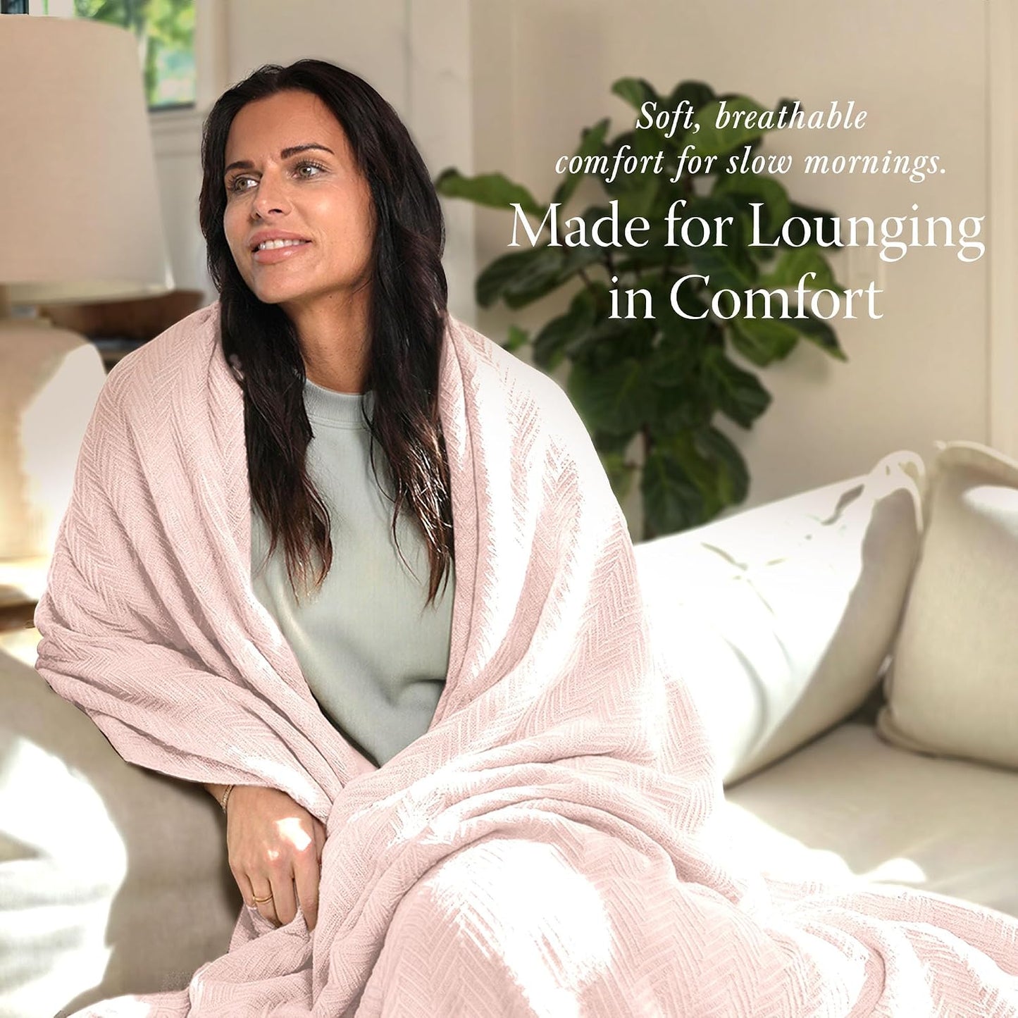 Threadmill Travel Blanket Cotton Viscose from Bamboo - Airplane Premium Soft Flight Grey Throw Blanket in Cloth Bag (Grey Color) Compact & Portable Blanket for Travel, Car, Picnic & Camping