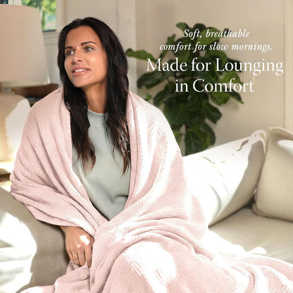 Threadmill Travel Blanket Cotton Viscose from Bamboo - Airplane Premium Soft Flight Grey Throw Blanket in Cloth Bag (Grey Color) Compact & Portable Blanket for Travel, Car, Picnic & Camping