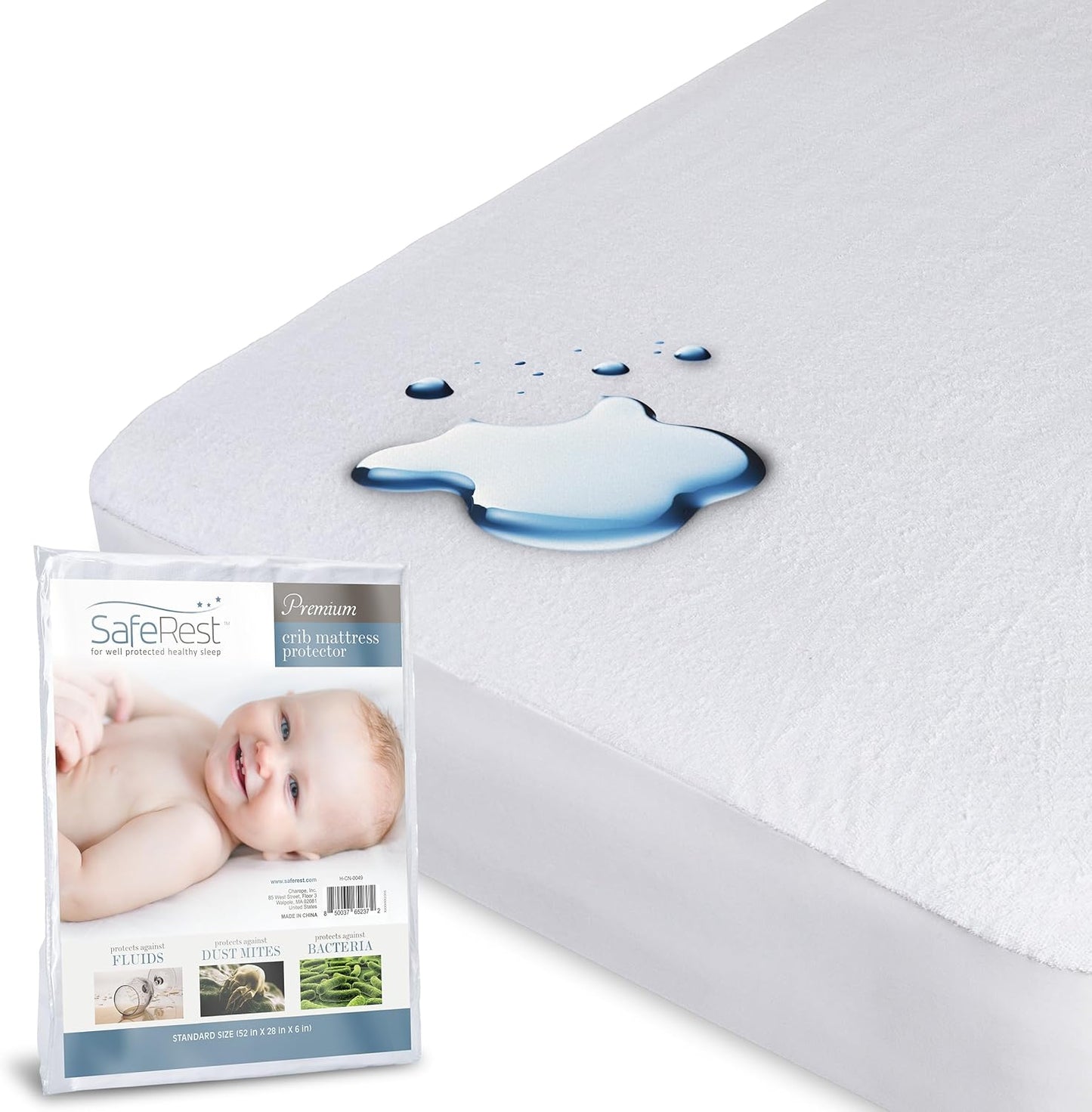 SafeRest Waterproof Queen Size Mattress Protector - Viscose Derived from Bamboo - Fitted with Stretchable Pockets - Machine Washable Viscose Blend Mattress Cover for Bed