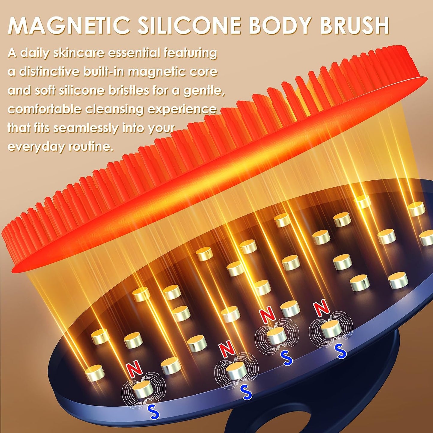 INNERNEED Food-Grade Soft Silicone Body Scrubber Shower Brush Handheld Cleansing Skin Brush, Gentle Exfoliating and Lather Well (Dark Green)