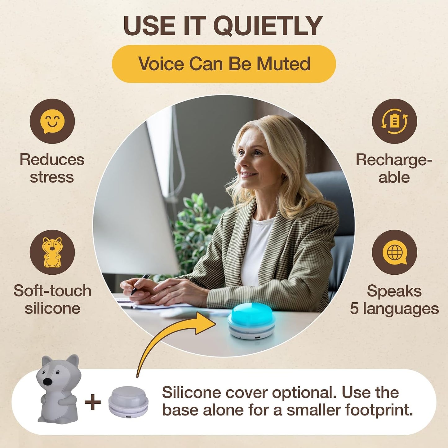 Speaking Breathing Lamp with Guided Meditation & Calming Light | Stress & Anxiety Relief Tool for Adults & Kids | Box Breathing, Sleep, Relaxation & Focus Exercise Device | Self Care Gift