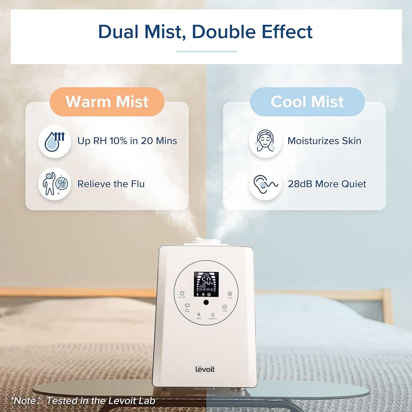 LEVOIT OasisMist 1000S (10L) Smart Humidifier for Home Large Room Bedroom, Last 100 Hours Suitable for Indoor Plant, Cover up to 600ft², Easy Top Fill, Remoter & Voice Control, Auto Mode, Quiet, White