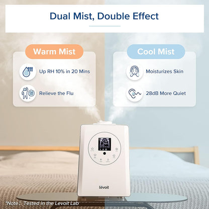 LEVOIT OasisMist 1000S (10L) Smart Humidifier for Home Large Room Bedroom, Last 100 Hours Suitable for Indoor Plant, Cover up to 600ft², Easy Top Fill, Remoter & Voice Control, Auto Mode, Quiet, White