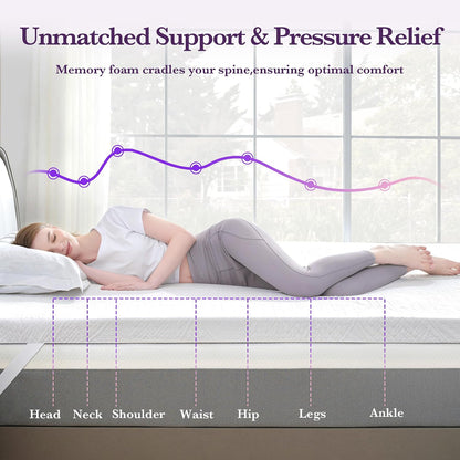 SINWEEK 2 Inch Gel Memory Foam Mattress Topper Ventilated Soft Pressure Relieve Mattress Pad, Breathable Bed Topper, CertiPUR-US Certified, Twin Size