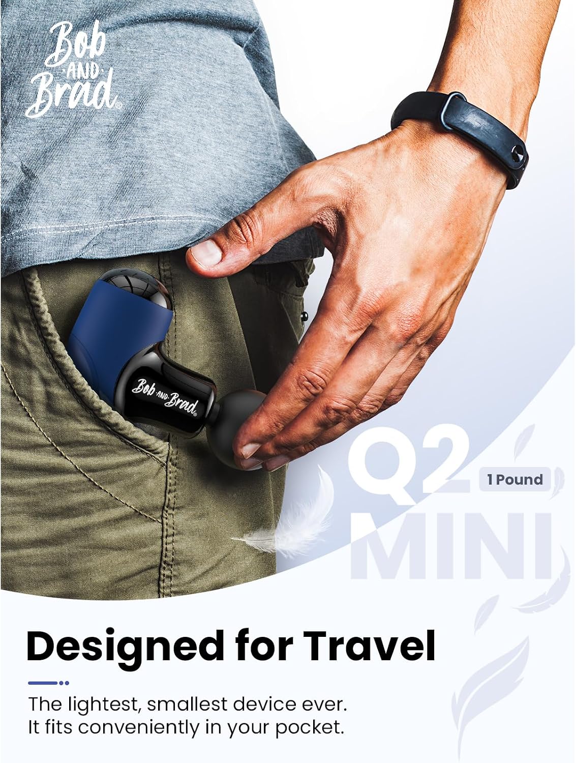 BOB AND BRAD Q2 Pro Mini Massage Gun with Heat and Cold, Pocket-Sized Deep Tissue Massager, HSA Portable Percussion Muscle Massager Gun, Ultra Small & Quiet Muscle Massager, FSA Eligible