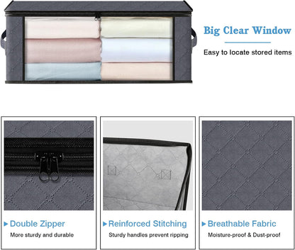 HomeHacks Clothes Organizer Storage Bags, 35L Storage Bins, Gray