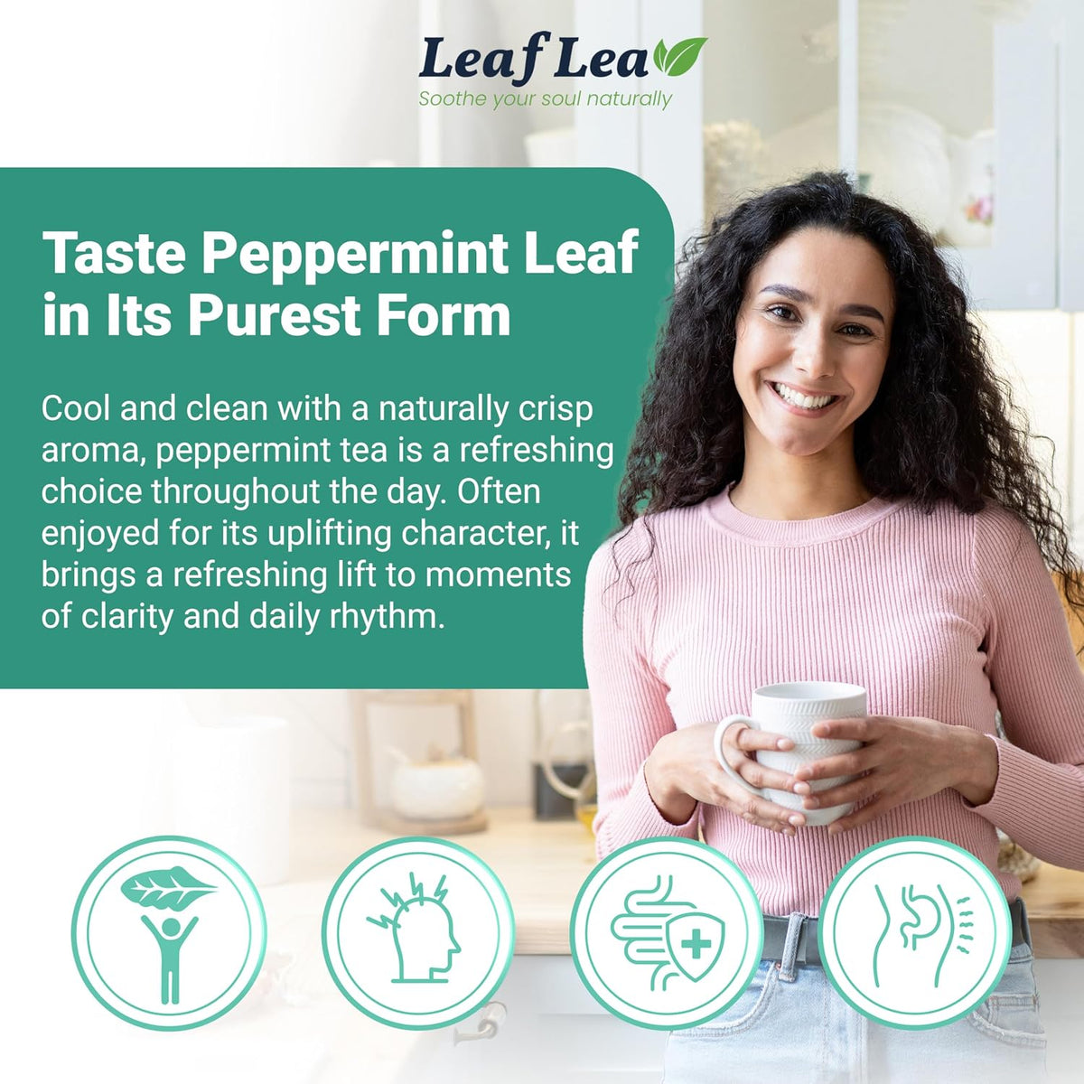LeafLea Peppermint Tea Bags, Pure Peppermint Leaf Tea, 80 Count, 2-Pack