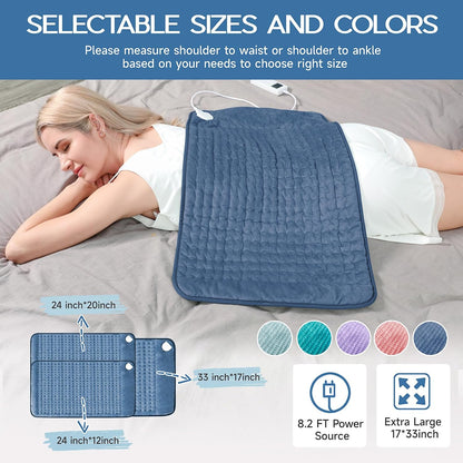 Heating Pad for Period Cramps, Heating Pad for Back/Neck/Shoulder Muscle Pain, 6 Heating & 4 Timer Setting, Auto Shut Off, Dry/Moist Heat & Machine Washable, Birthday Christma s Gifts for Women Mom