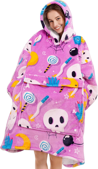 Narecte Cozy Oversized Blanket Hoodie Wearable Blanket Adults Soft Hooded Blanket Hoodie Birthday Gifts for Women Christmas - Colors B