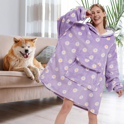 Fiosnow Sun and Moon Blanket Hoodies for Women and Men Adult Oversize Wearable Blanket Hoodies for Soft and Warm