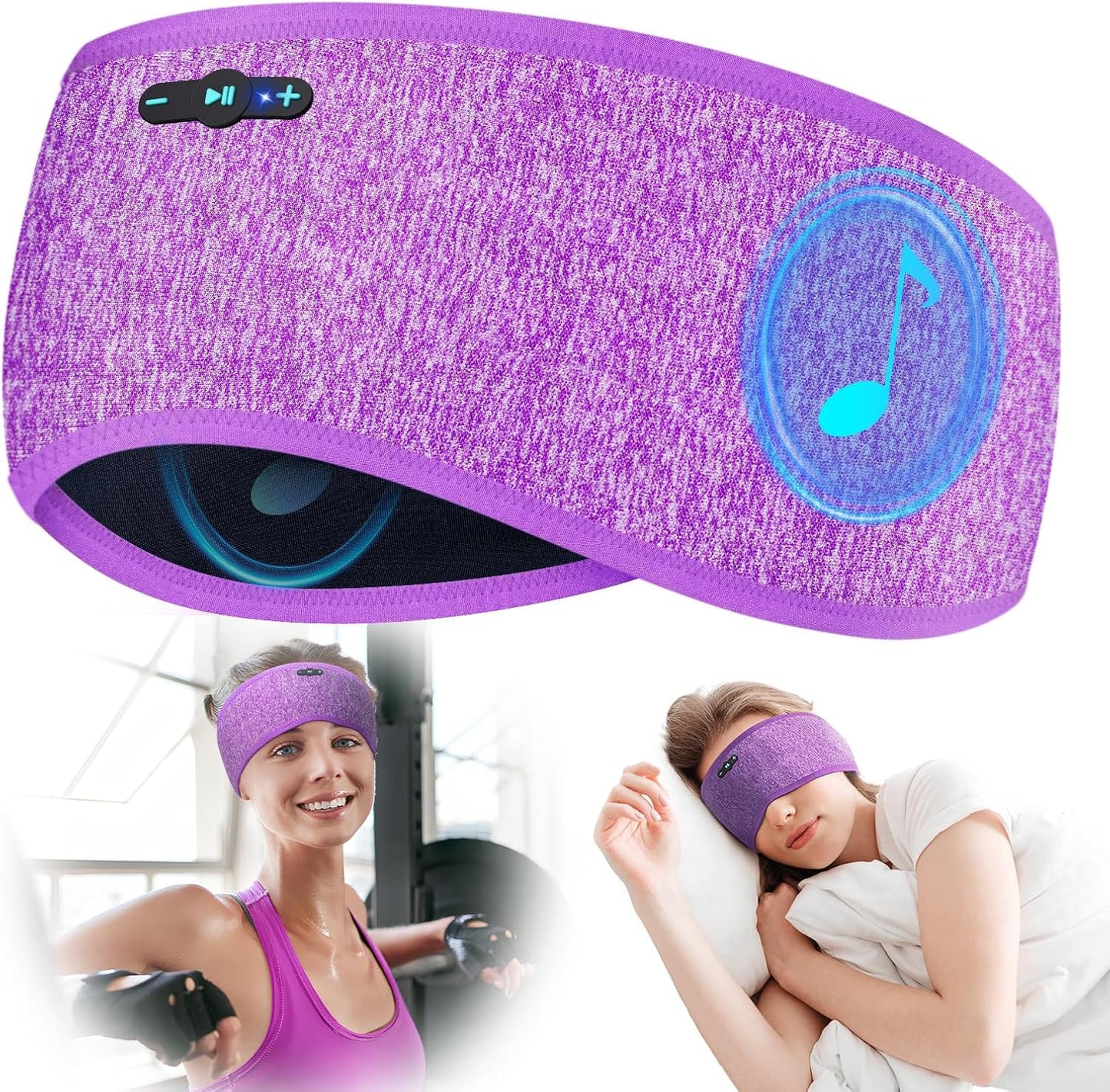 Sleep Headphones Bluetooth 6.0 Headband, 20H Playtime Headband Headphones with HD Stereo Speakers, Sports Wireless Earphones for Side Sleepers Workout Yoga Travel Meditation, Gifts for Women Men