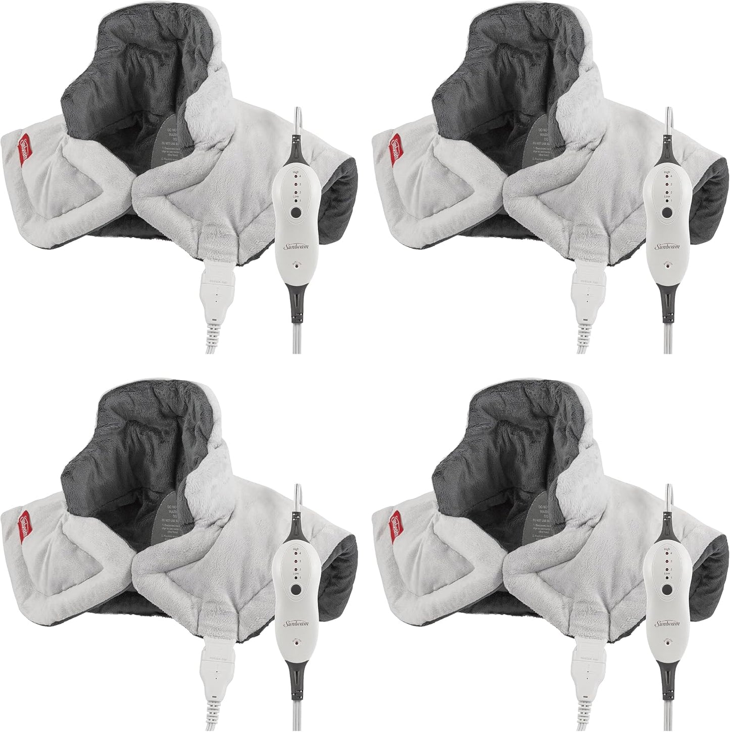 Sunbeam Contoured Heating Pad for Neck & Shoulder Pain Relief with Auto Shut Off Moist Heating Option 22 x 19 Grey