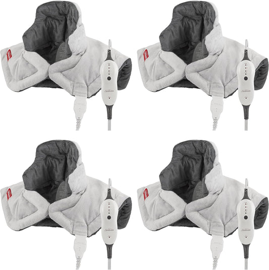 Sunbeam Contoured Heating Pad for Neck & Shoulder Pain Relief with Auto Shut Off Moist Heating Option 22 x 19 Grey