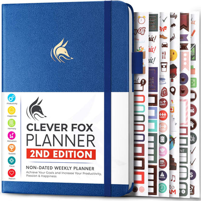 Clever Fox Planner 2nd Edition – Colorful Weekly & Monthly Goal Planner, Time Management & Productivity Organizer, Undated, A5 (Dark Teal)