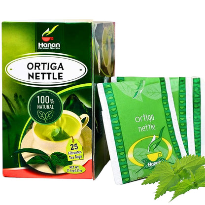 Hanan Nettle Tea - 25 Tea Bags of Stinging Nettle Leaf and Root - All-Natural Herbal Tea of Wild Nettles Leaves from Peru