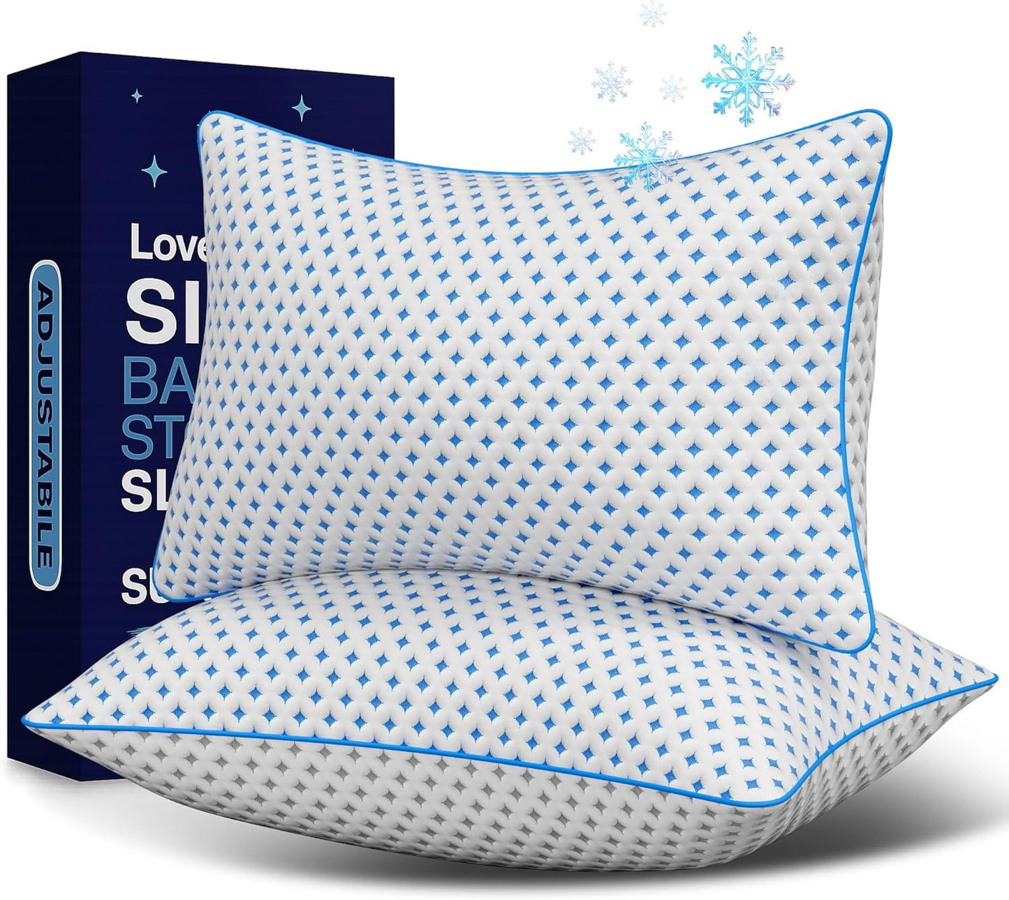 Memory Foam Pillows 2 Pack – Adjustable Loft Cooling Pillows King Size Set of 2 for Sleeping, Firm, Supportive, and Breathable Design for Hot, Side, Back, and Stomach Sleepers