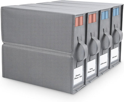 Sheet Organizers and Storage, Foldable Cube with Handles & Labels