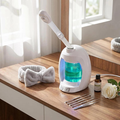 Facial Steamer, Nano Ionic Face Steamer for Facial Deep Cleaning, Pink Hair Steamer Facial Steamer Professional, Facial Steamers for Home Facial Spa.