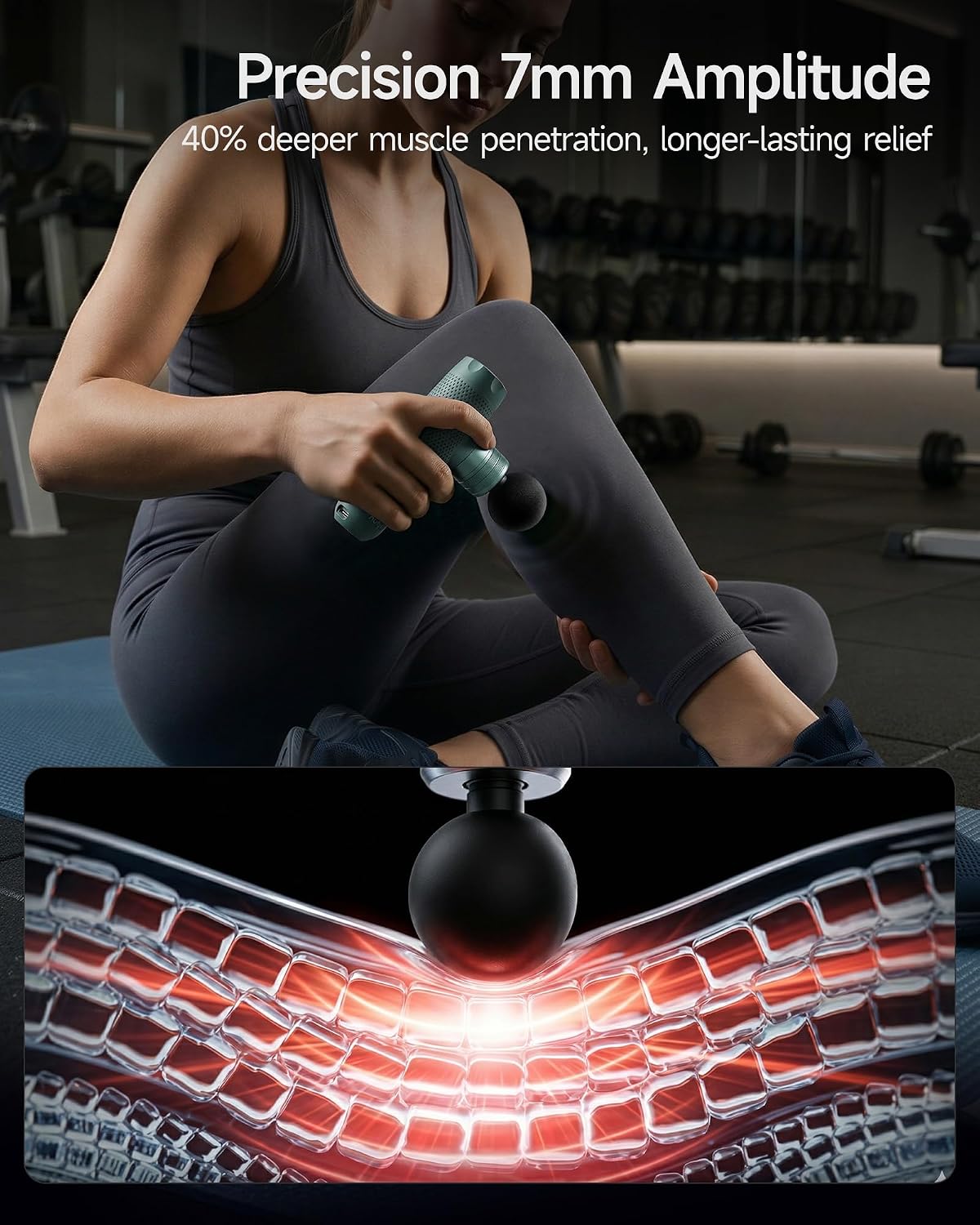 N1 Super Mini Massage Gun, Ultra-Compact Deep Tissue Massage Gun, Portable Travel Handheld Massager, Men & Women Muscle Recovery, Percussion Massager Quiet for Home, Gym, Office, Green
