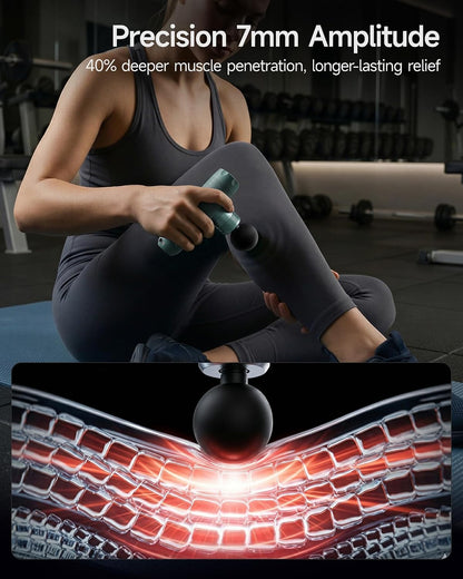 N1 Super Mini Massage Gun, Ultra-Compact Deep Tissue Massage Gun, Portable Travel Handheld Massager, Men & Women Muscle Recovery, Percussion Massager Quiet for Home, Gym, Office, Green