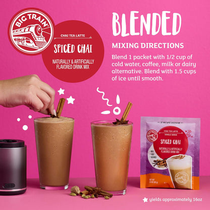 Big Train Spiced Chai Tea Latte Beverage Mix, 2.9 oz Packets (Pack of 12)