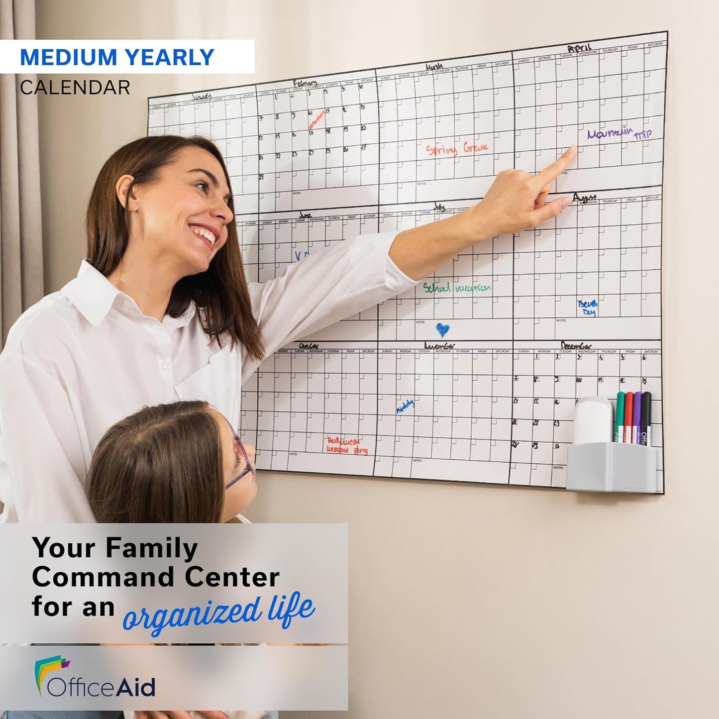 Large Dry Erase Calendar for Wall 36x48, Big Classroom Giant Month, Undated Reusable Family Monthly, Rolled Whiteboard White Board, Calendar Dry Erase Planner for Wall Erasable Large Office 48x36