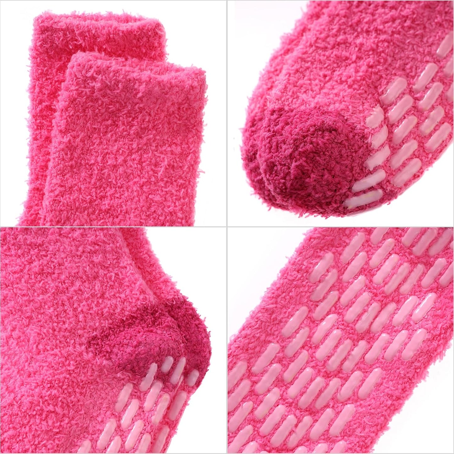 MQELONG Non Slip Hospital Socks with Grips for Women Winter Warm Cozy Fuzzy Slipper Soft Fluffy Sleep Socks