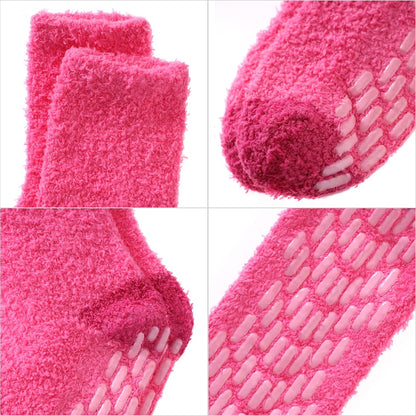 MQELONG Non Slip Hospital Socks with Grips for Women Winter Warm Cozy Fuzzy Slipper Soft Fluffy Sleep Socks
