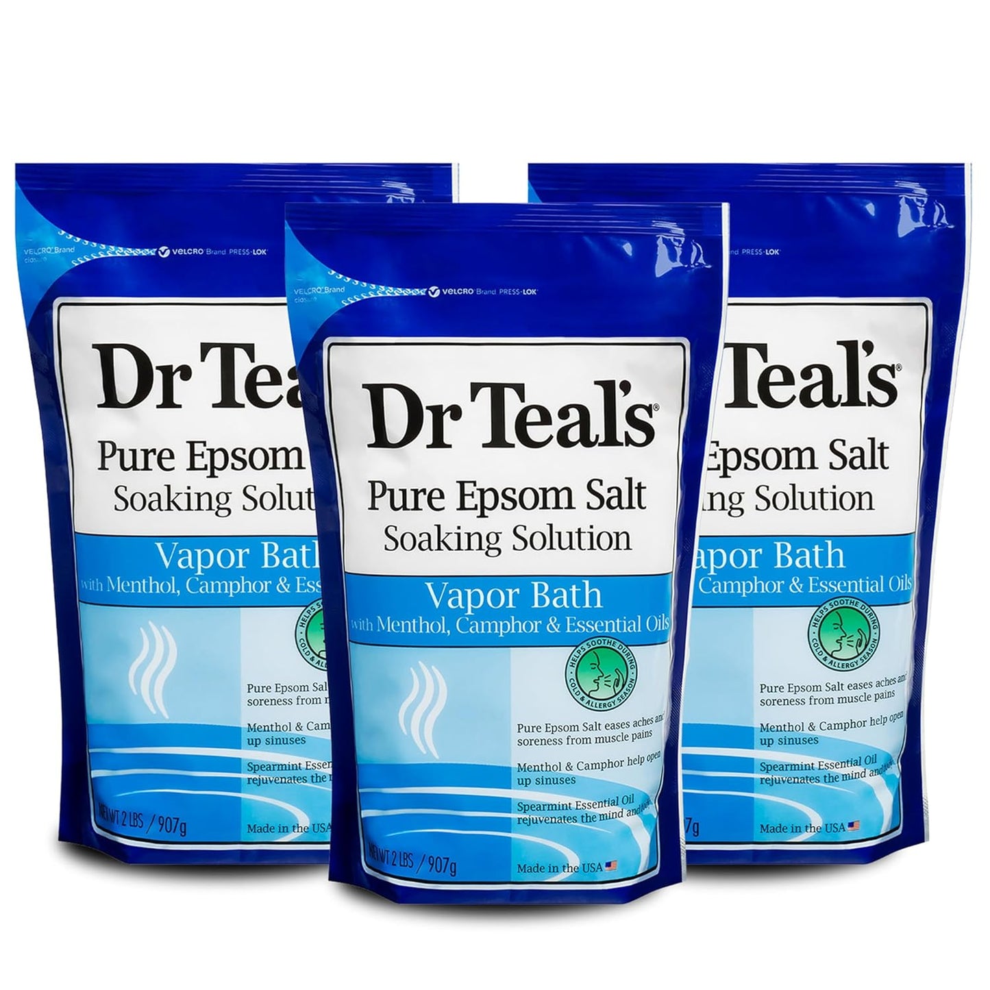 Dr Teal's Epsom Salt Bath Soaking Solution, Eucalyptus and Lavender, 2 Count, 3lb Bags - 6lbs Total