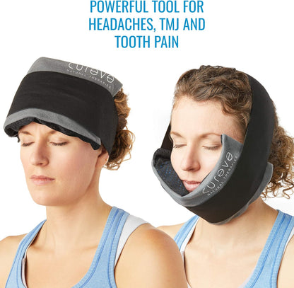 Hot and Cold Therapy Gel Ice Pack Compress Two Pack Set with Wrap by Cureve - Reusable with Wrap to Treat Injuries, Aches and Pains on Knee, Neck, Back, Shoulder, Foot, Headaches and TMJ