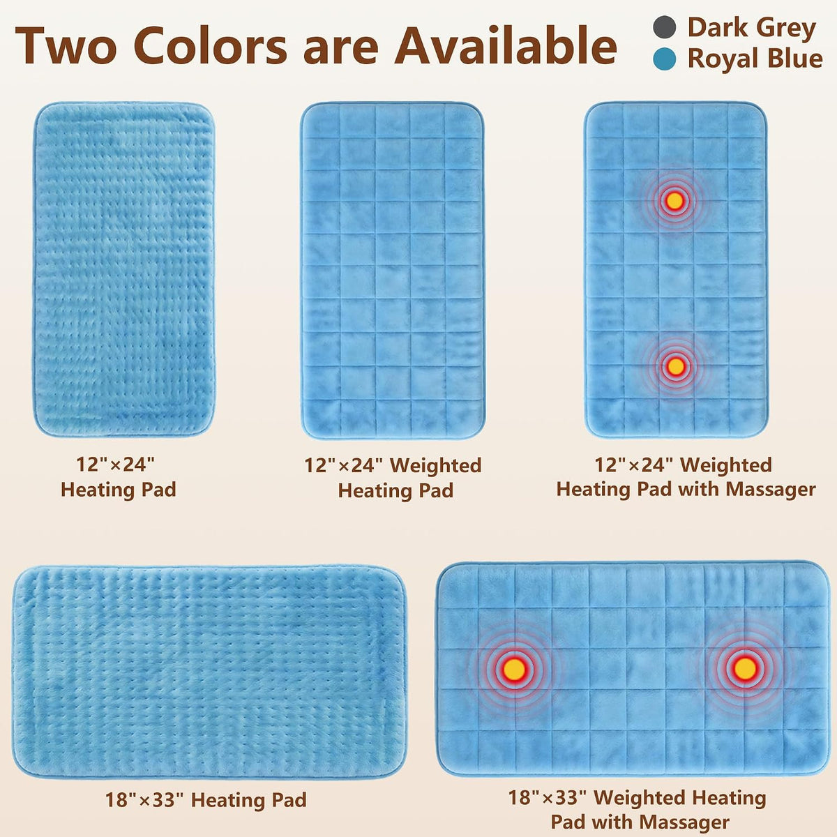 Electric Heating Pad HSA Eligible, Heated Pad for Back Neck Shoulder Pain Relif, Heating Pad for Period Cramps with 2H Auto Shut Off and 4 Heating Levels, 12"x24" Dark Grey