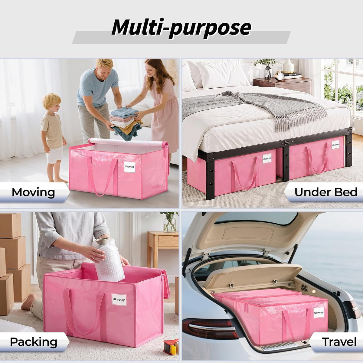 ukeetap Extra Large Clothes Storage Bins with Lids, Clear