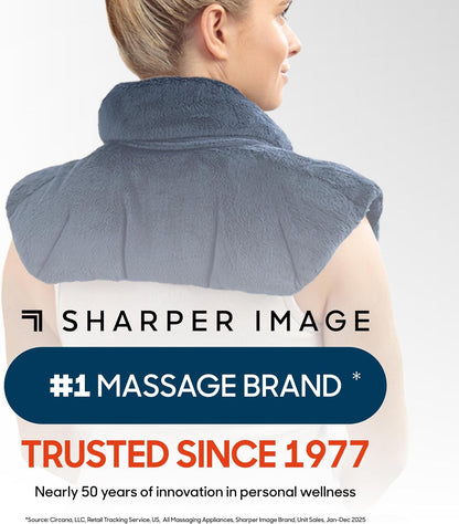 Sharper Image Heated Neck & Shoulder Wrap - Microwavable Warm & Cooling Plush Pad, Scented Aromatherapy (100% Natural Lavender & Herb Spa Blend), Pain Tension Headache Relief Therapy, Gift for Women
